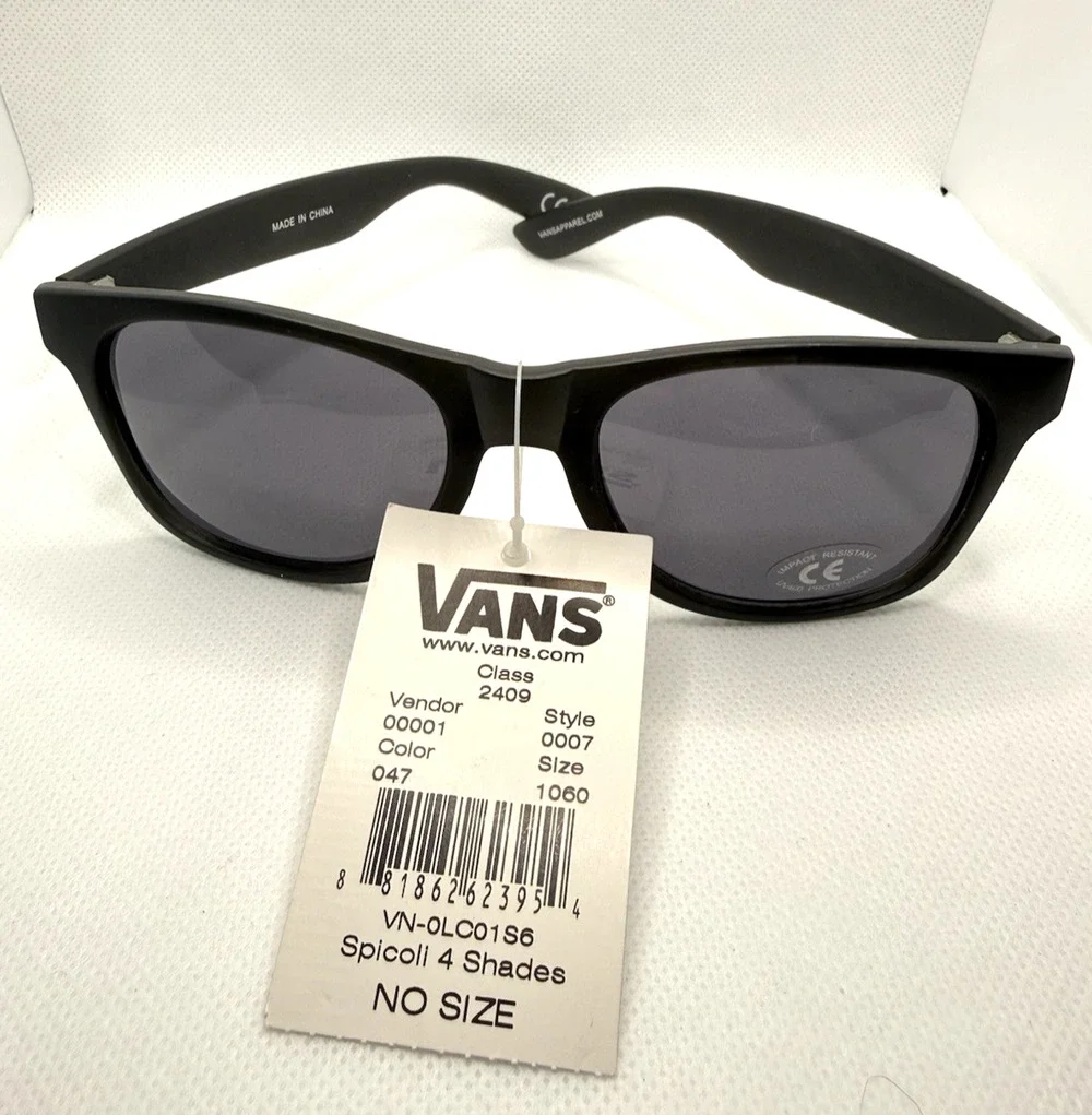 Vans Spicoli 4 Sunglasses Black Brown Checkerboard Earpiece NWT VN0L0C01S6